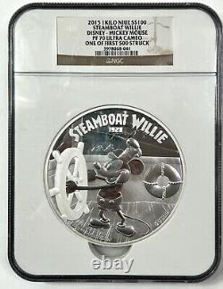 2015 One Kilo. 999 Silver $100 Steamboat Willie Disney Mickey Mouse Ngc Pf70uc