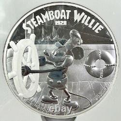 2015 One Kilo. 999 Silver $100 Steamboat Willie Disney Mickey Mouse Ngc Pf70uc