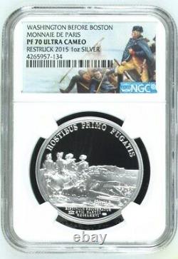 2015 Washington Before Boston Silver Medal Paris Mint NGC PF70 Ultra Cameo