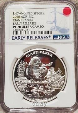 2016 1 Oz Silver $2 Niue Endangered Species GIANT PANDA NGC PF70UCAM ER Coin
