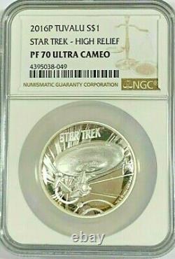 2016 1oz Tuvalu 999 Siver Star Trek High Relief Ngc Pf 70 Uc $118.88