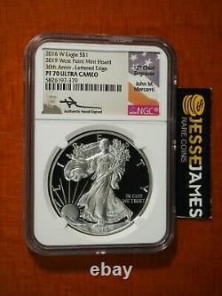 2016 W Proof Silver Eagle Ngc Pf70 Mercanti From 2019 West Point Mint Hoard