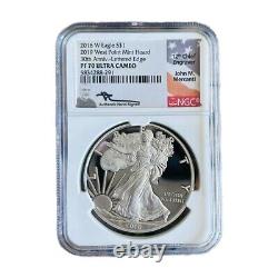 2016-w Proof Silver Eagle Ngc-pf70 Uc 2019 West Point Mint Hoard Lettered Edge