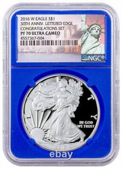 2016W Proof American Silver Eagle Congratulations Set 30th NGC PF70 UC Blue Core