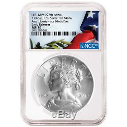 2017 225th Ann. American Liberty Silver Medal 1oz 4pc. Set NGC 70 Flag ER Label
