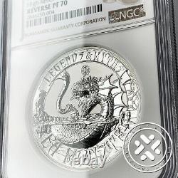 2017 $5 Legends & Myths Ngc Rev Pf 70 Sea Monster 2 Oz Silver Coin High Relief
