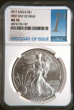 2017 American Eagle 1oz Ngc First Day Of Issue Perfect Ms70 Top Pop High-grades