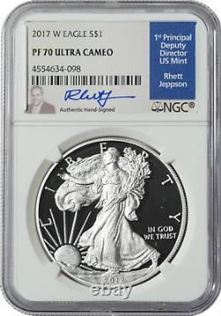 2017 American Silver Eagles W PF 70 Ultra Cameo signed by Rhett Jeppson