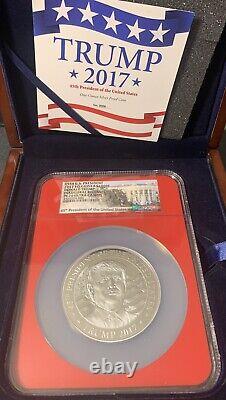 2017 EQ. Guinea 45th President Trump Inaugural Silver 1-oz NGC PF70UC COA #6 RARE