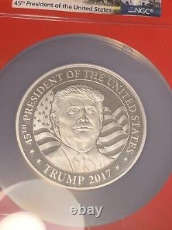 2017 EQ. Guinea 45th President Trump Inaugural Silver 1-oz NGC PF70UC COA #6 RARE