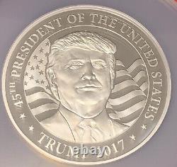 2017 EQ. Guinea 45th President Trump Inaugural Silver 1-oz NGC PF70UC COA #6 RARE