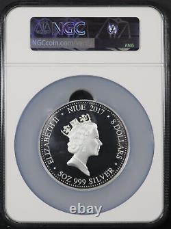 2017 Niue $8 Silver Year Of The Rooster Gilt 5 oz #455 NGC PF-69 Ultra Cameo