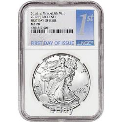 2017-(P) American Silver Eagle NGC MS70 First Day Issue 1st Label