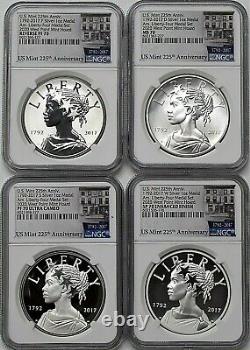 2017 PDSW 225th Anniversary American Liberty Silver Medal Set NGC 70/70/70/70