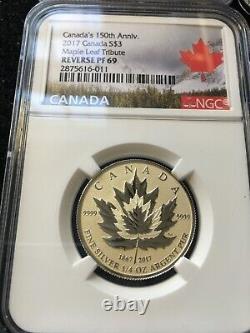 2017 Silver. 999 Maple Leaf, 4 Coin Set. NGC Graded RP 69-70