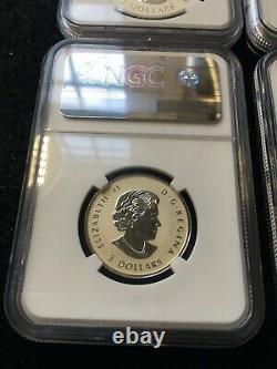 2017 Silver. 999 Maple Leaf, 4 Coin Set. NGC Graded RP 69-70