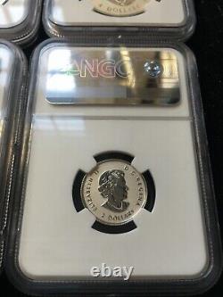 2017 Silver. 999 Maple Leaf, 4 Coin Set. NGC Graded RP 69-70