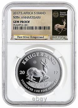 2017 South Africa 1oz Silver Krugerrand 50th Anniversary NGC GEM Proof Exclusive