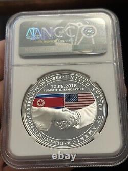 2018 1 Oz. Singapore Silver U. S. Inter-Korean Summit Peace NGC PF70 UCAM Medal