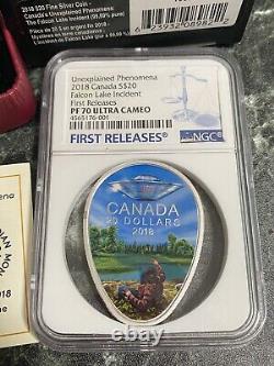 2018 $20 Canada UFO Falcon Lake Glow in Dark Silver Coin NGC FR 70 POP ONLY 1