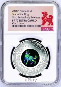 2018 Australia OPAL LUNAR Year of the DOG 1oz Silver Proof Coin NGC PF70 UC ER