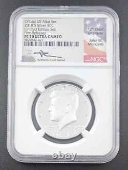 2018 S Silver Kennedy Half Dollar Proof Coin NGC PF70 Limited Edt Set Mercanti