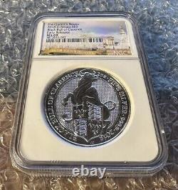 2018 U. K. £5 Silver Queen's Beasts Black Bull 2oz NGC MS69 Early Releases