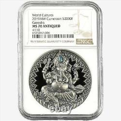 2019 2 oz GANESHA Silver Coin MS 70 World Cultures Cameroon