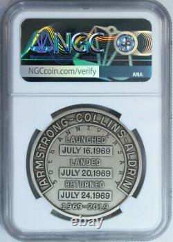 2019 Apollo 11 50th Anniversary 1oz Pure Silver Medal Robbins Restrike NGC MS70