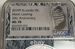 2019 Australia 1 Ounce Silver 50th Anniversary Eagle Landing on Moon $ NGC MS70