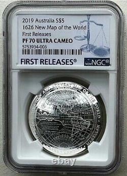 2019 Australia 1oz Domed 1626 New Map of the World NGC PF70 1oz Fine Silver 999