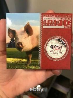 2019 Australian Silver $1 PROOF Lunar Year of the Pig-colorized NGC PF70 ER