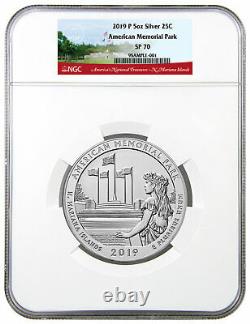 2019 P American Memorial Park 5 oz Silver ATB Beautiful Specimen NGC SP70