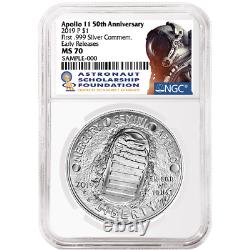 2019-P UNC $1 Apollo 11 50th Ann Silver Dollar NGC MS70 ASF ER Label