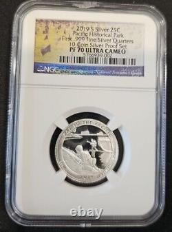 2019 S FIRST 99.9% SILVER QUARTERS 5 Coin Set NGC PF 70 ULTRA CAMEO