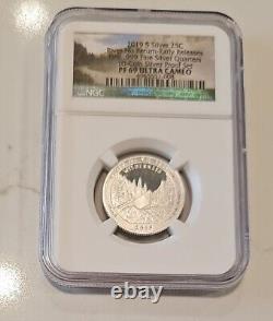 2019 S PF 69 FIRST 99.9% SILVER QUARTERS 5 Coin & 1st W REVERSE PROOF 1C
