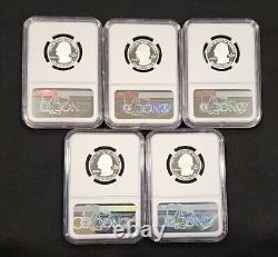 2019 S PF 69 FIRST 99.9% SILVER QUARTERS 5 Coin NGC ULTRA CAMEO SET & COA