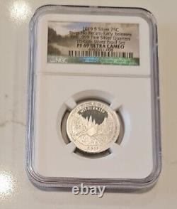 2019 S PF 69 FIRST 99.9% SILVER QUARTERS 5 Coin NGC ULTRA CAMEO SET & COA