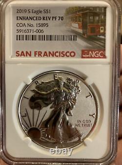 2019 S Reverse Enhanced Proof Eagle Ngc Pf 70 Coa# 15895 On Label Ogp Included