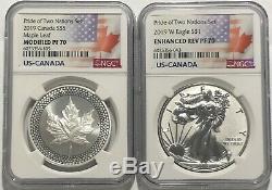2019 W $1 & $5 Silver Reverse Proof Ngc Pf70 Pride Of Two Nations 2 Coin Set