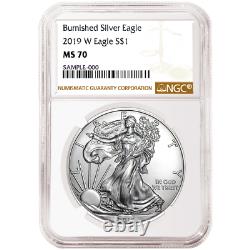 2019-W Burnished $1 American Silver Eagle NGC MS70 Brown Label