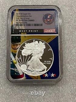 2019 W Proof American Silver Eagle NGC PF70 First Day Congratulations Set