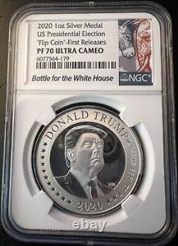 2020 1oz Silver Medal US Presidential Election Trump Biden Flip Coin NGC PF70 FR