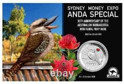 2020 Australia 1oz Silver Kookaburra Sydney ANDA Expo Waratah Privy NGC MS70