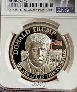 2020 CAMEROON PROOF SILVER DONALD TRUMP NGC PF70 HIGH RELIEF 1 OZ. 999 With COA