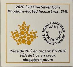 2020 Canada $20 Maple Leaf INCUSE RHODIUM 1 Oz NGC PF70 FIRST DAY PRODUCTION