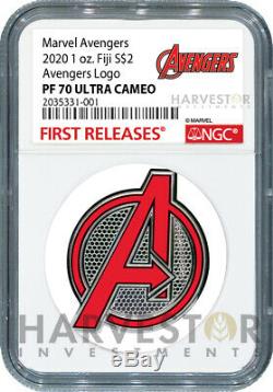 2020 Marvel Avengers Logo Coin 1 Oz. Silver Coin Ngc Pf70 First Release