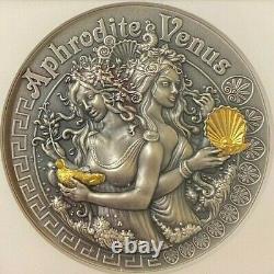 2020 Niue Aphrodite & Venus Gilded 2 oz. 999 Silver Antiqued Coin NGC MS 70