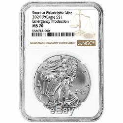 2020 (P) $1 American Silver Eagle NGC MS70 Emergency Production Brown Label