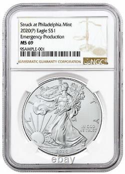 2020 (P) 1oz Silver American Eagle Struck at Philadelphia $1 Coin NGC MS69